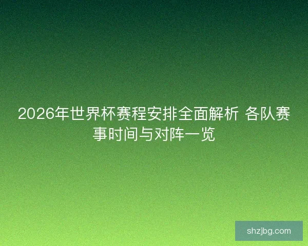 2026年世界杯赛程安排全面解析 各队赛事时间与对阵一览